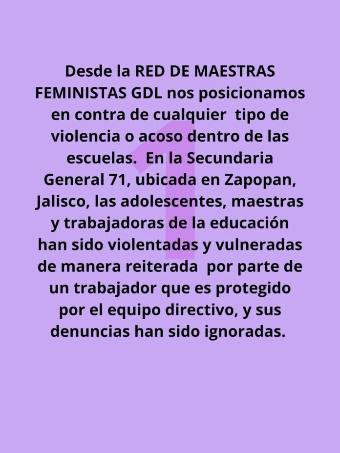 Alumnas Y Maestras Denuncian Hostigamiento Y Acoso Dentro De La Secundaria General 71 En Zapopan 7064